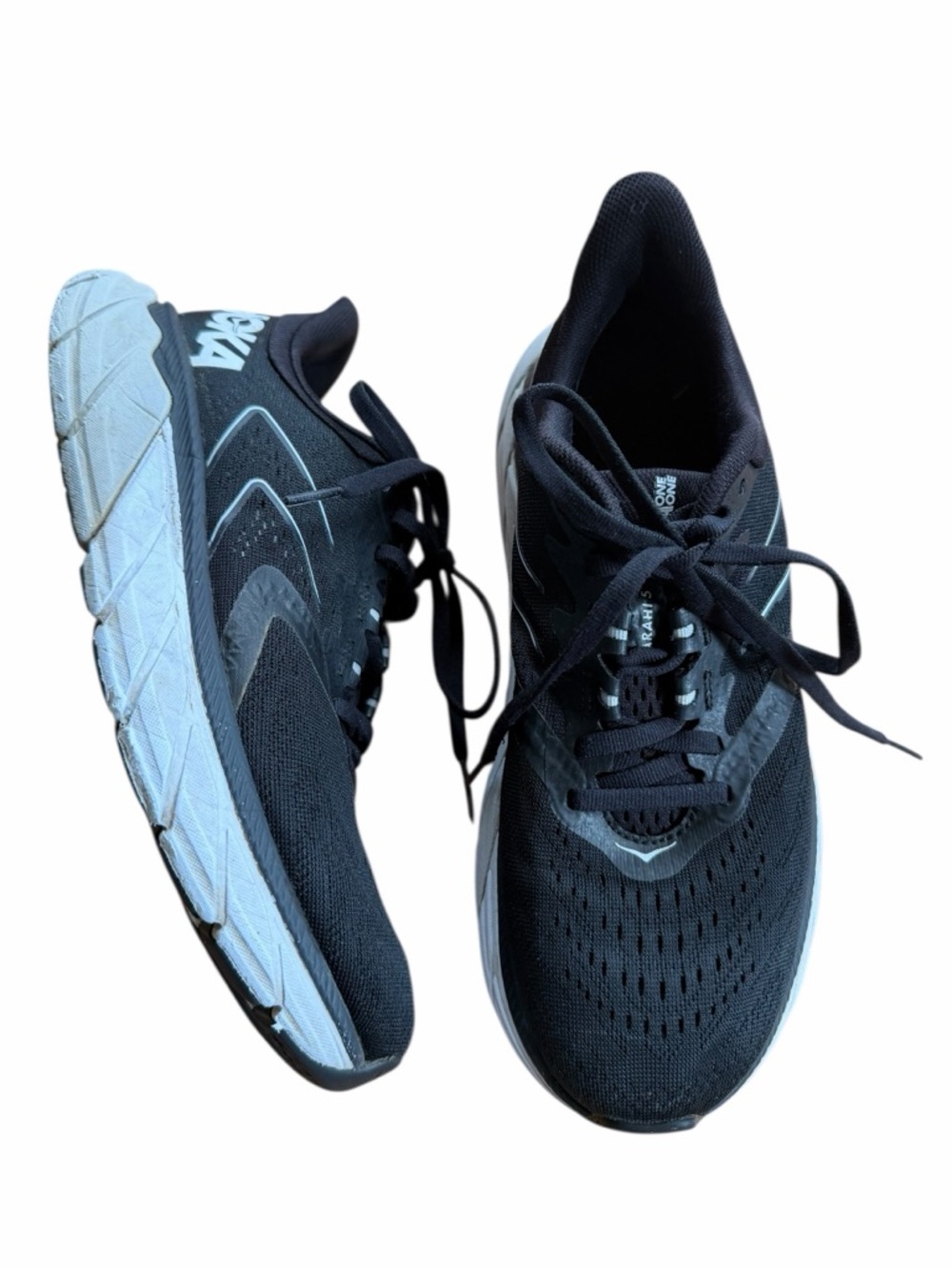 HOKA ONE ONE Womens ARAHI 5 SZ 7.5 (B) SHOES BLACK/WHITE sneakers‎ Running